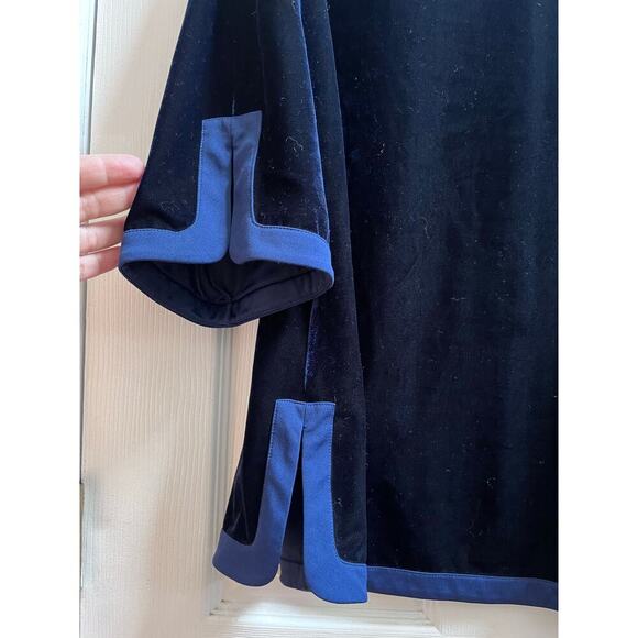 Soft Surroundings Blue Velvet 3/4 Sleeve Pullover Blouse Petite Size Medium - Picture 4 of 9